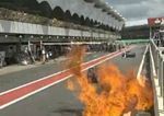El Ferrari de kimi Raikkonen en llamas
